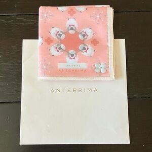 ANTEPEIMA Pink Cotton Floral Patterned Neck Scarf 19”x19” Squared NWOT